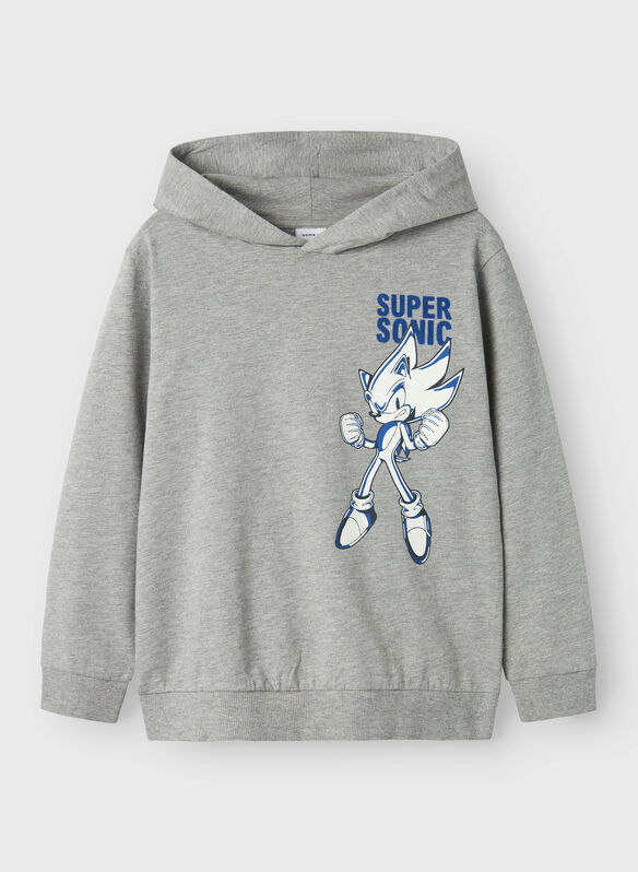 FELPA HOODIE SONIC HEDGEHOG RAGAZZO, GREY MELANGE, medium