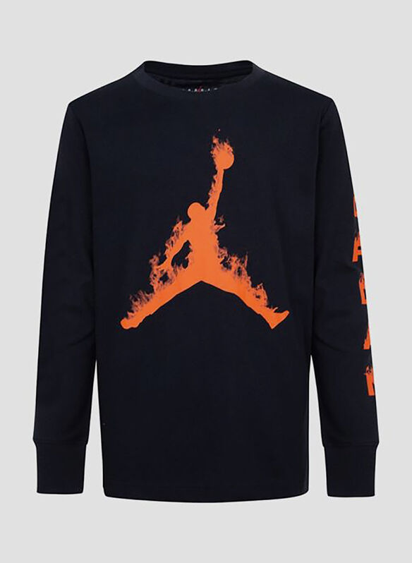 T-SHIRT JORDAN FLAMES RAGAZZO, 023 BLK, medium