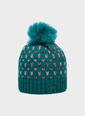 CAPPELLO IN MAGLIA  CON PON PON, E867 TEAL, thumb