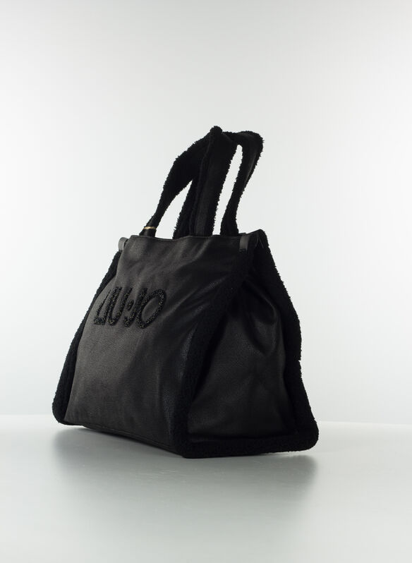 BORSA SHOPPER ORSETTO, 22222 BLK, medium