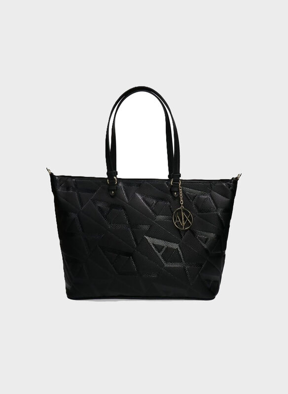 BORSA SHOPPER GYNGER CON LOGO ALL OVER, 19921 BLK, medium