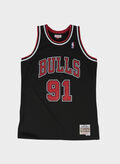 CANOTTA SWINGMAN JERSEY CHICAGO BULLS ALTERNATE 1997-98 DENNIS RODMAN, BLACK, thumb