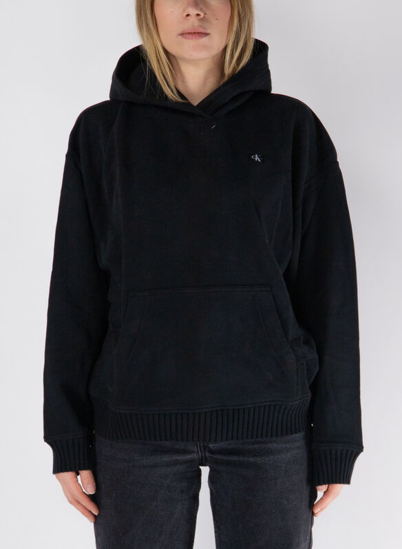 FELPA HOODIE CON RICAMO LOGO, BEH  BLK, medium