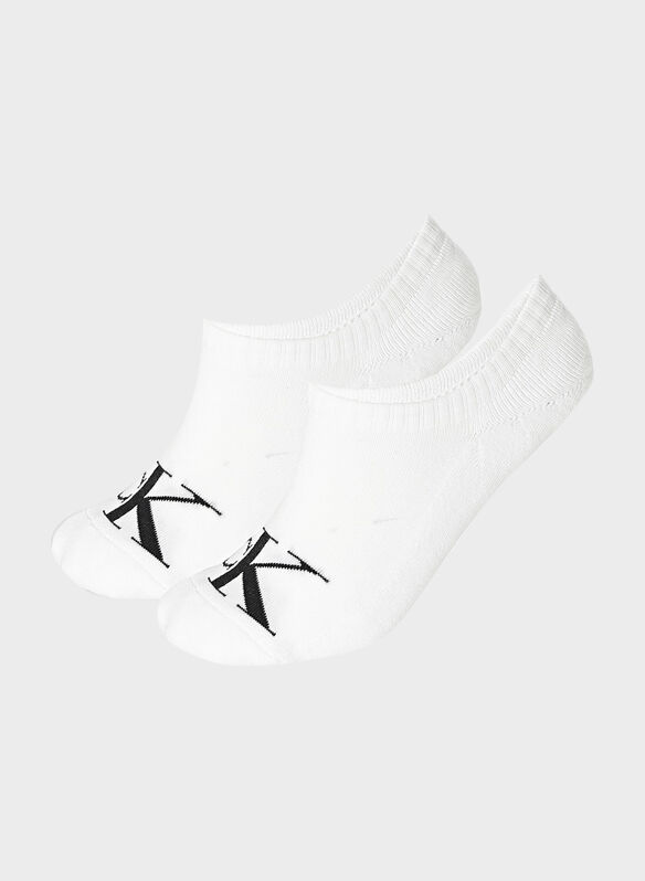 CALZA 2PAIA FOOTIE CK MONOGRAM, 002 WHT, medium