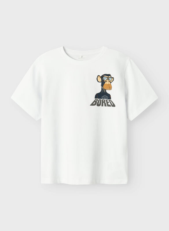 T-SHIRT DYNN BORED GRAPHIC RAGAZZO, BRIGHT WHITE, medium