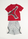 COMPLETO T-SHIRT + SHORT JORDAN AIR HEAT MAP BAMBINO, G3A GREY RED, thumb