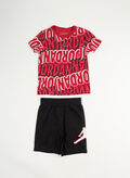 COMPLETO T-SHIRT + SHORT JORDAN PLAY BAMBINO, 023 BLK RED, thumb