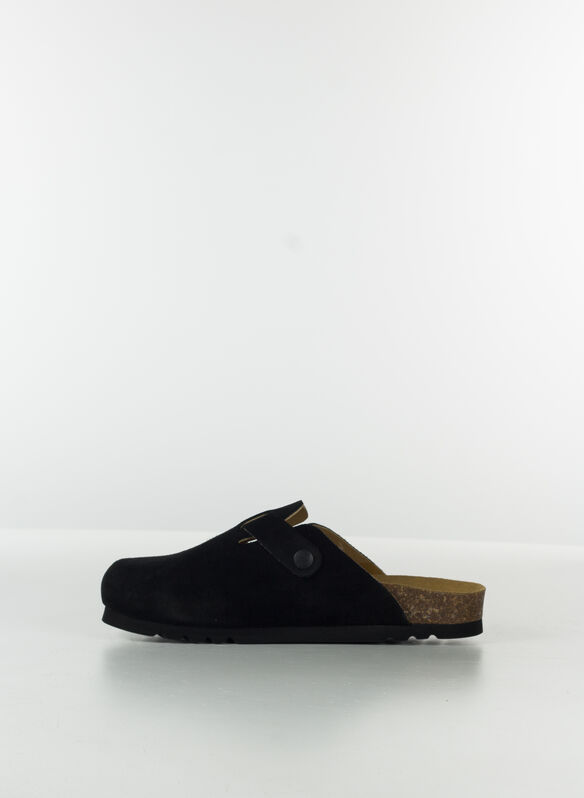 SANDALO SABOT FAE NEW SUEDE, BLK, medium