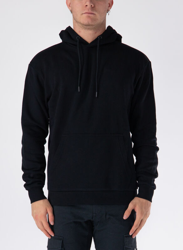 FELPA HOODIE PLAIN, BLACK, medium