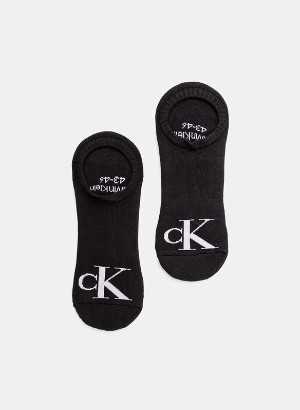 CALZA 2PAIA FOOTIE CK MONOGRAM, 001 BLK, medium