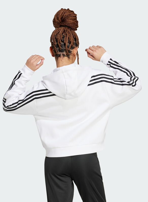 FELPA HOODIE 3 STRIPES, WHT, medium