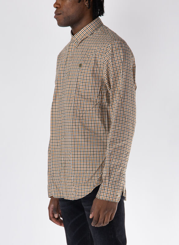 CAMICIA MICRO QUADRI, C68 DARK OLIVE, medium