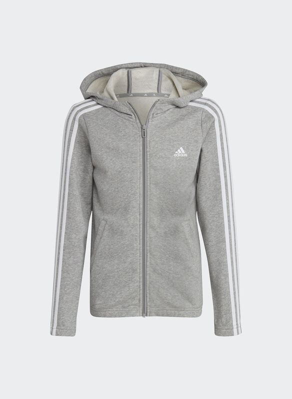 FELPA FULL ZIP CON CAPPUCCIO RAGAZZA, GREY, medium