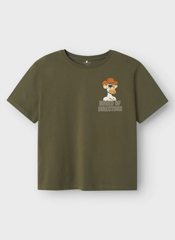 T-SHIRT DYNN BORED GRAPHIC RAGAZZO, DUSTY OLIVE FANGO, medium