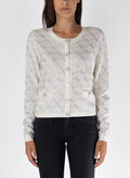 CARDIGAN CON LOGO STRASS, G012 CREMA, thumb