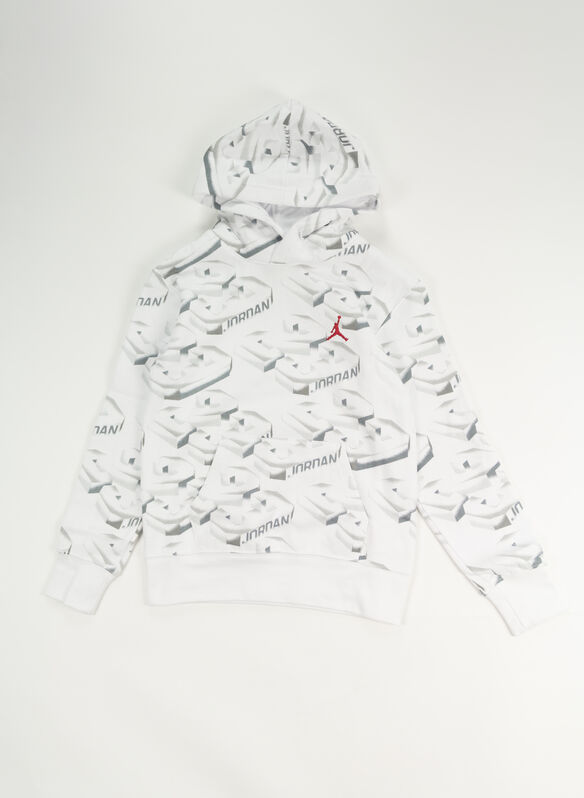 FELPA HOODIE JORDAN STAMPA ALLOVER RAGAZZO, 001 WHT, medium